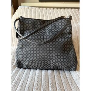 Coach Taylor Optic C‎ Signature Jacquard Leather Tote Bag Black Grey 26281